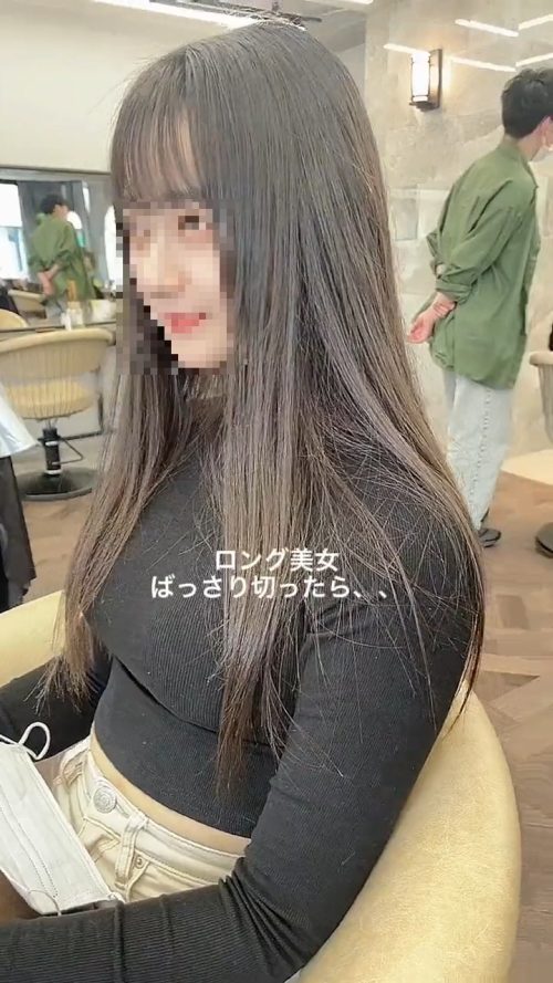 【動画】おっぱ…JKさんロングからショートにした結果、おっ