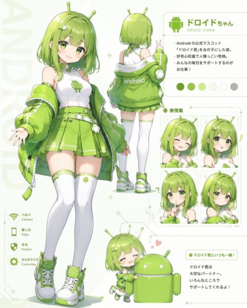 彡(●)(●)「ドロイド君を女体化しろ」🤖「こんな感じでええか…」